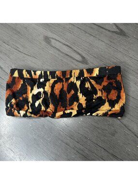 Black Orange Animal Print Bandeau Top Women's Small S